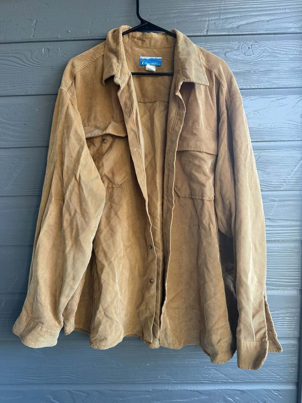 Stag Hill by Haband Corduroy Button-Up Shirt Size XX Tan Long Sleeve